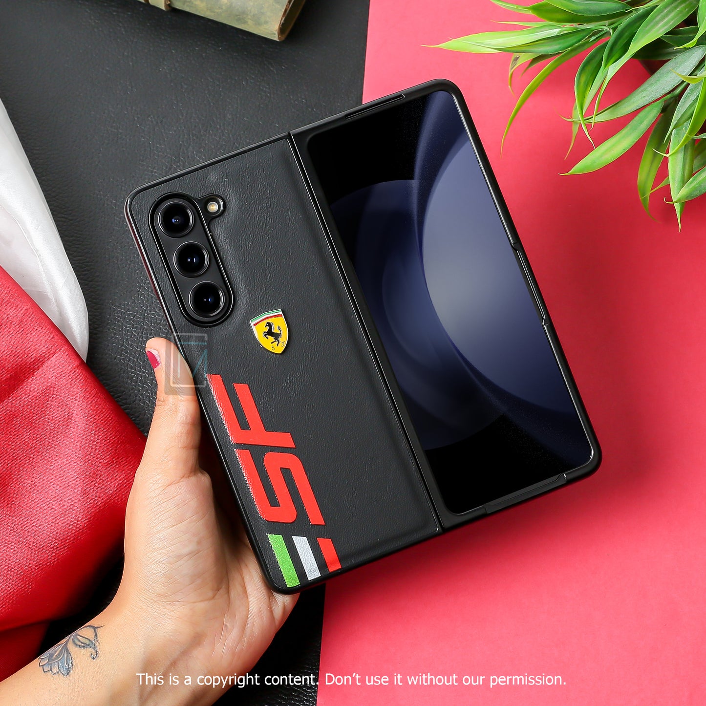 Galaxy Z Fold5 Speed Edition Ferrari Leather Case