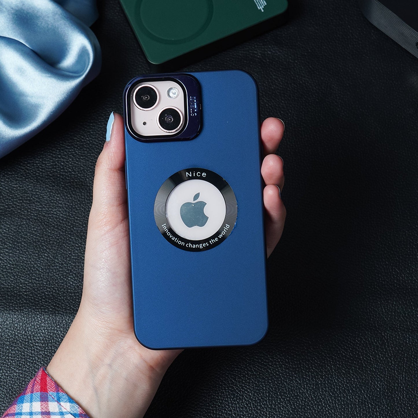 iPhone 15 Series Luxury Camera Protector Stand Case With Logo Cut