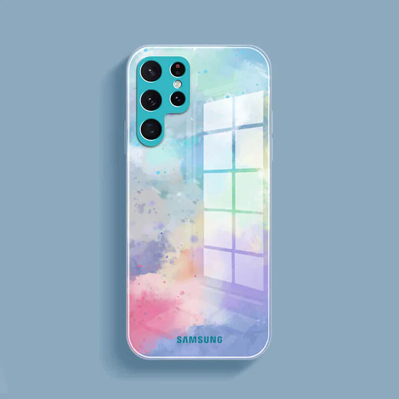 Watercolor Splatter Glass Back Case - Samsung