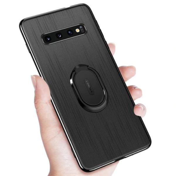 Galaxy S10 Plus Cloth Texture Ring Holder TPU Case