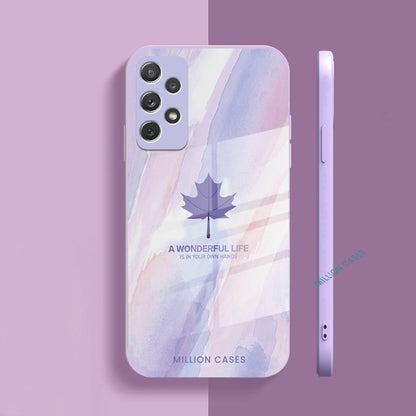 Galaxy A72 Watercolor Mapple Leaf Glass Case