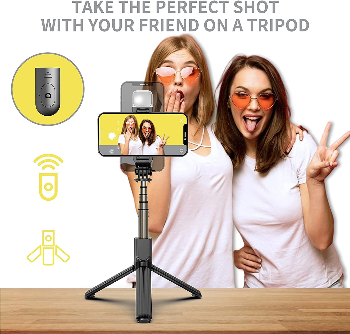 Selfie Stick Tripod With Flashlight