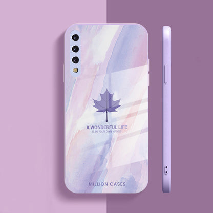 Galaxy A70 Watercolor Mapple Leaf Glass Case