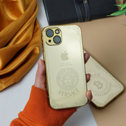 iPhone 15 Series Crafted Gold Luxurious Camera Protective Case