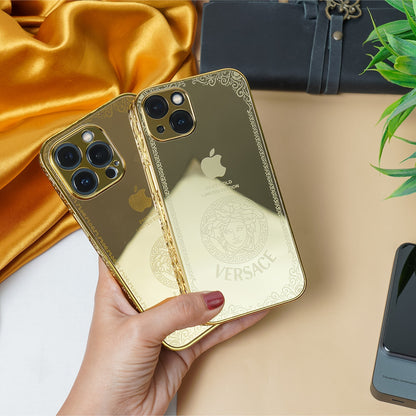 iPhone 15 Series Crafted Gold Luxurious Camera Protective Case