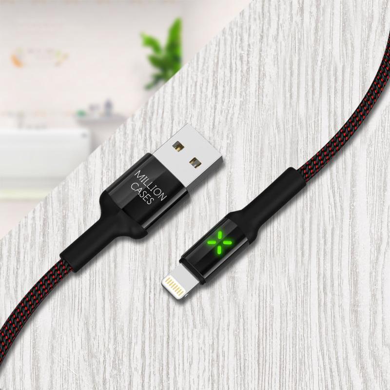 Million Cases Auto Disconnect Fast Charging Braided Lightning Cable