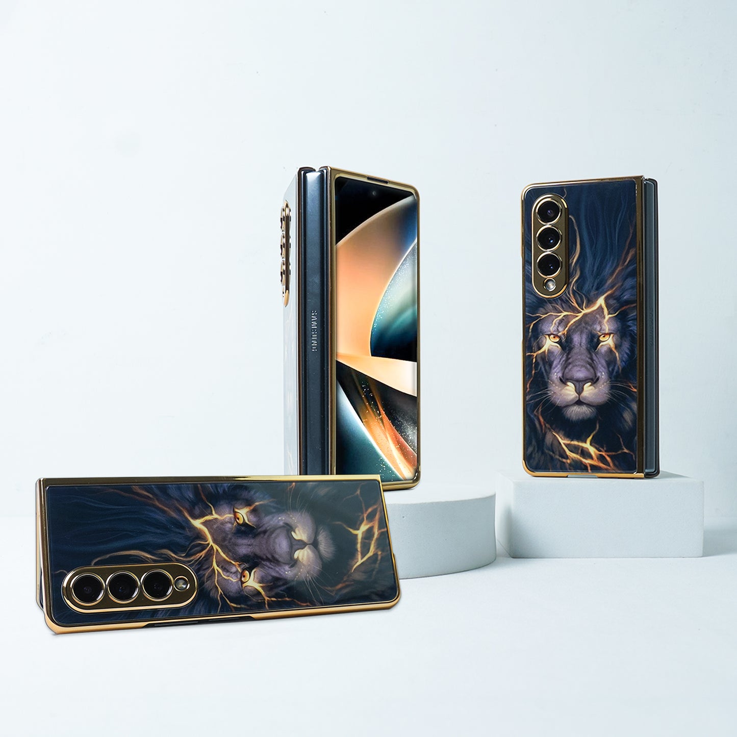 Galaxy Z Fold3 Lion Pattern Glass Case