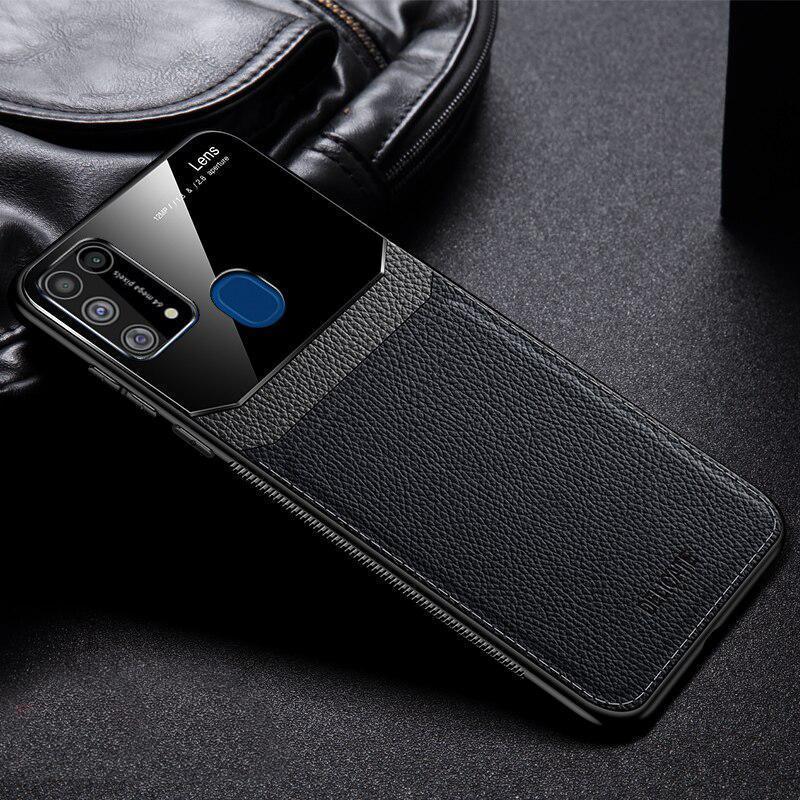 Galaxy M Series Sleek Slim Leather Glass Case