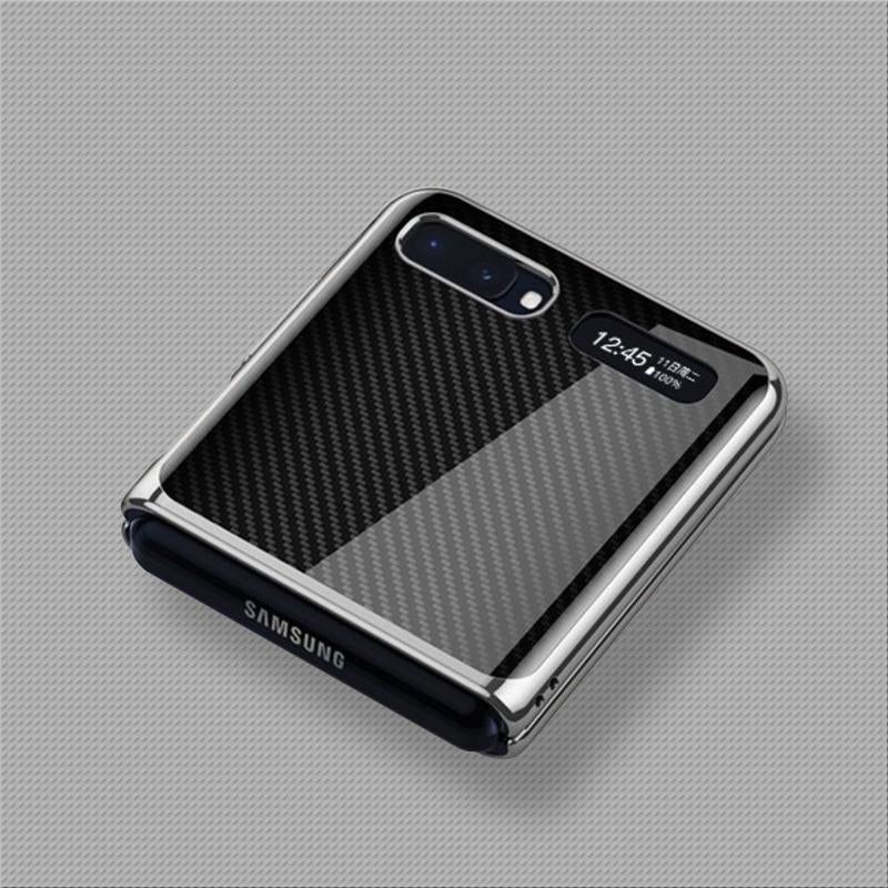 Galaxy Z Flip Carbon Fiber Texture Glass Case