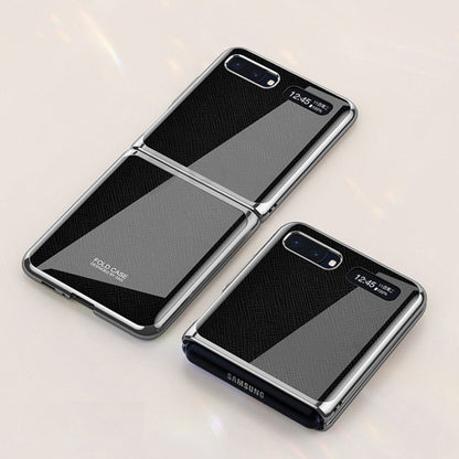 Galaxy Z Flip Leather Pattern Glass Case