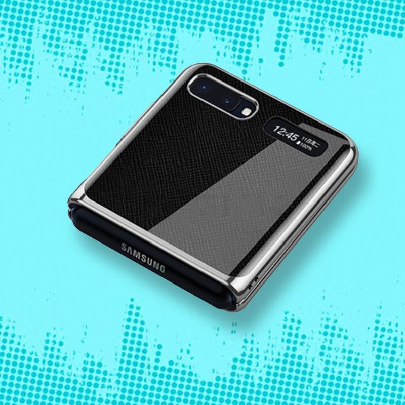 Galaxy Z Flip Leather Pattern Glass Case