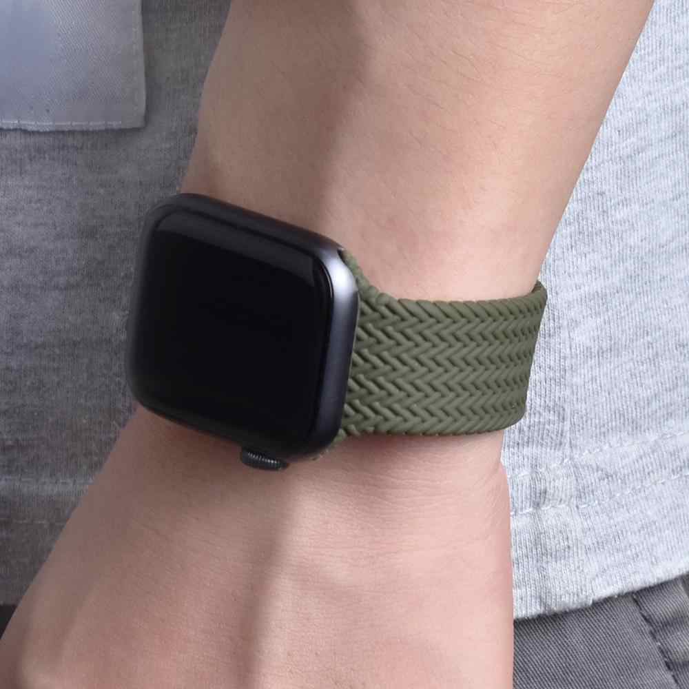 Woven Nylon Braided Solo Loop for Apple Watch [42/44MM] - Dark Olive Green
