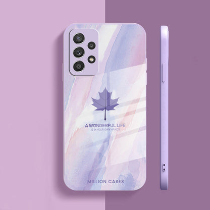 Galaxy A73 Watercolor Mapple Leaf Glass Case