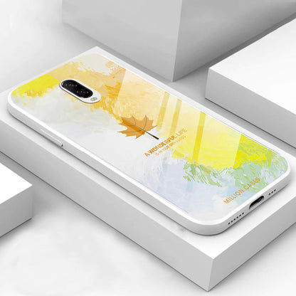 OnePlus 7 Watercolor Mapple Leaf Glass Case