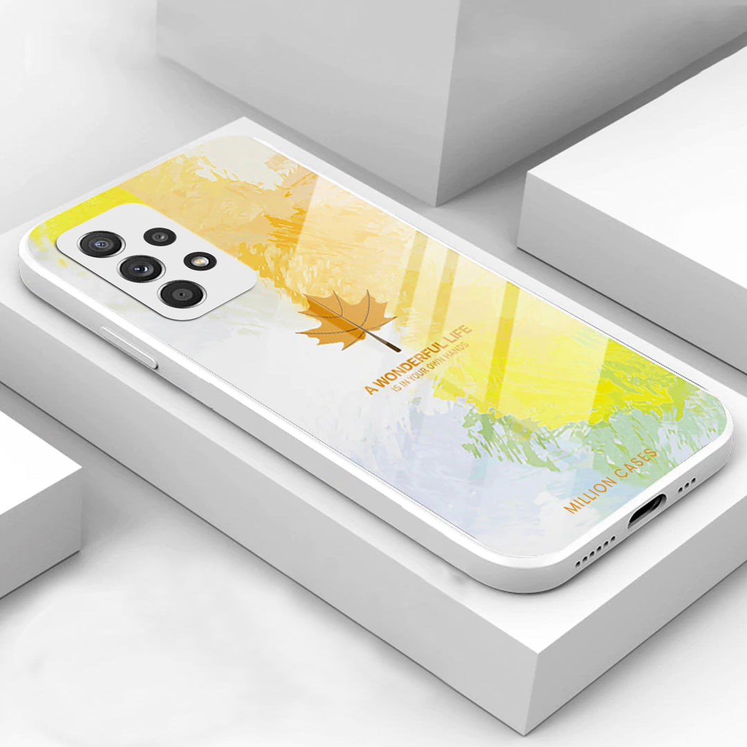 Galaxy A54 Watercolor Mapple Leaf Glass Case