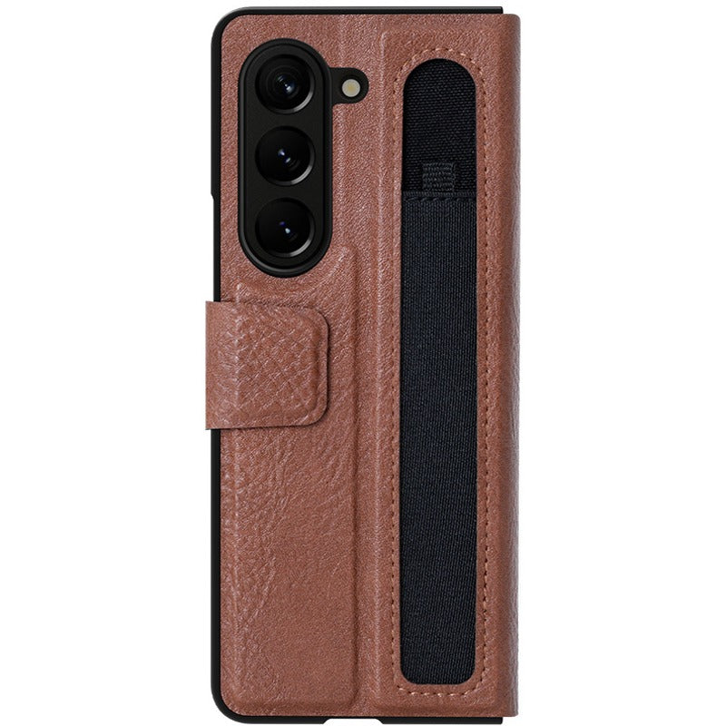 Galaxy Z Fold5 Genuine Leather Flip Case with Pen Slot