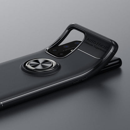 OnePlus 9  (3 in 1 Combo)Metallic Finger Ring Holder Matte Case + Tempered + Camera Lens Protector