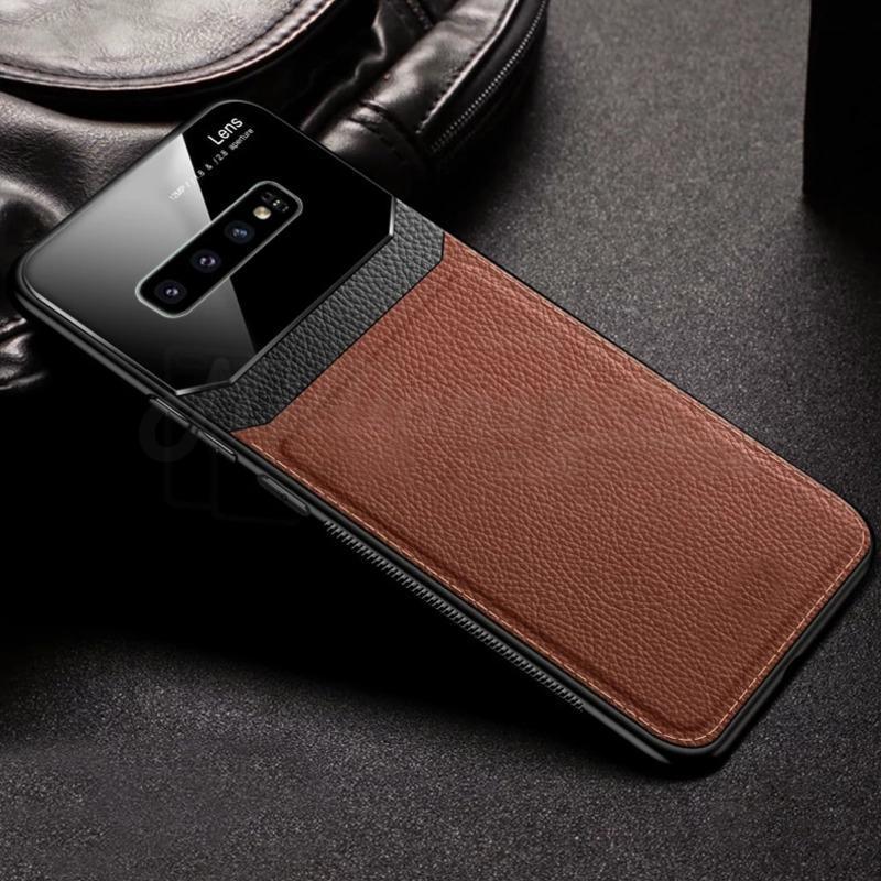 Galaxy S10 Sleek Slim Leather Glass Case