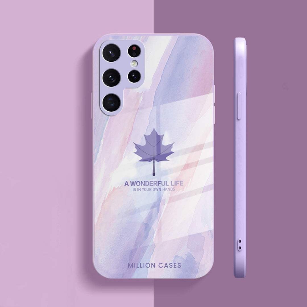 Galaxy Series Watercolor Mapple Leaf Glass Case
