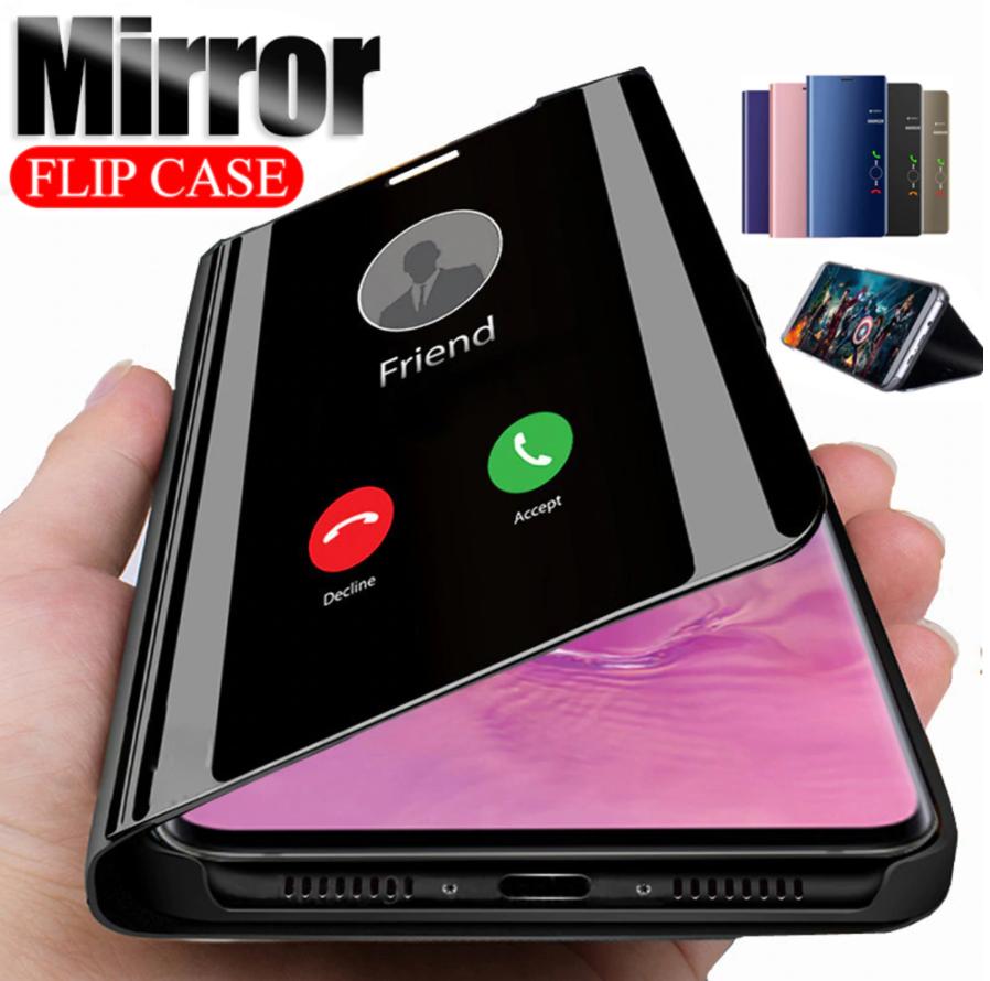 [3 in 1 Combo] Galaxy M31 Clear View Flip Case + Tempered Glass + Earphones