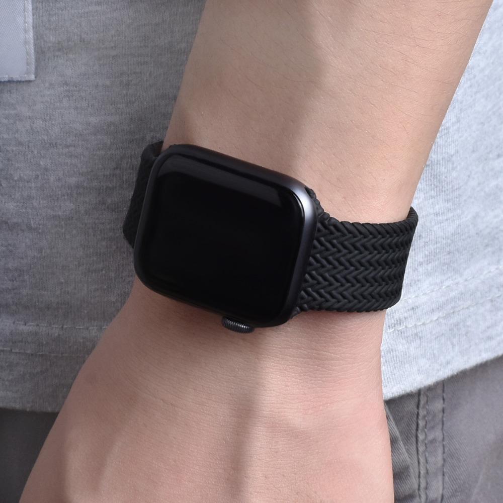 DailyObjects Charcoal Lightweight Braided Solo Loop Watchband/Straps  Compatible With Apple Watch 38 mm/40 mm/41 mm | Sporty Adjustable Strap  with Premium Slim Fit Watchband For Apple iWatch Ultra Series SE 8 7