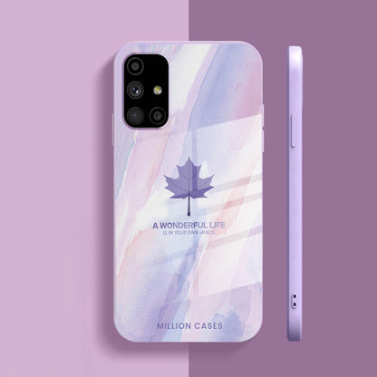 Galaxy M51 Watercolor Mapple Leaf Glass Case