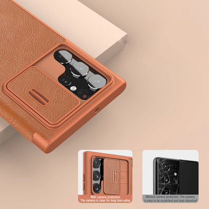 Camera Protection QIN Leather Flip Case - Samsung