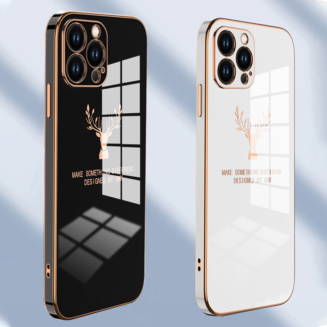 iPhone 13 Series - Electroplating Deer Print Soft Case