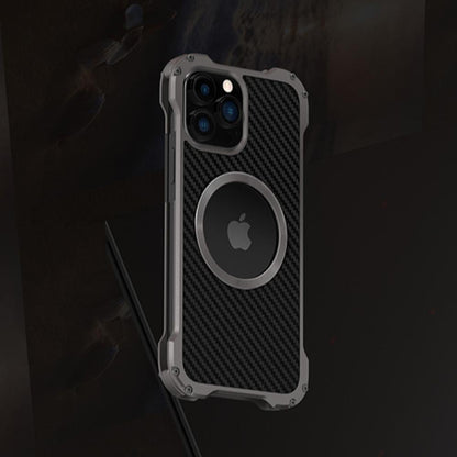 iPhone 13 R-Just Aluminium Carbon Fiber Case