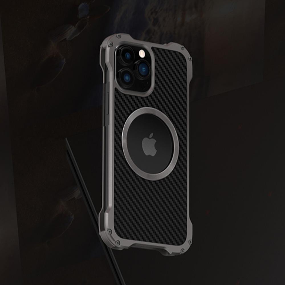 iPhone 14 Plus R-Just Aluminium Carbon Fiber Case