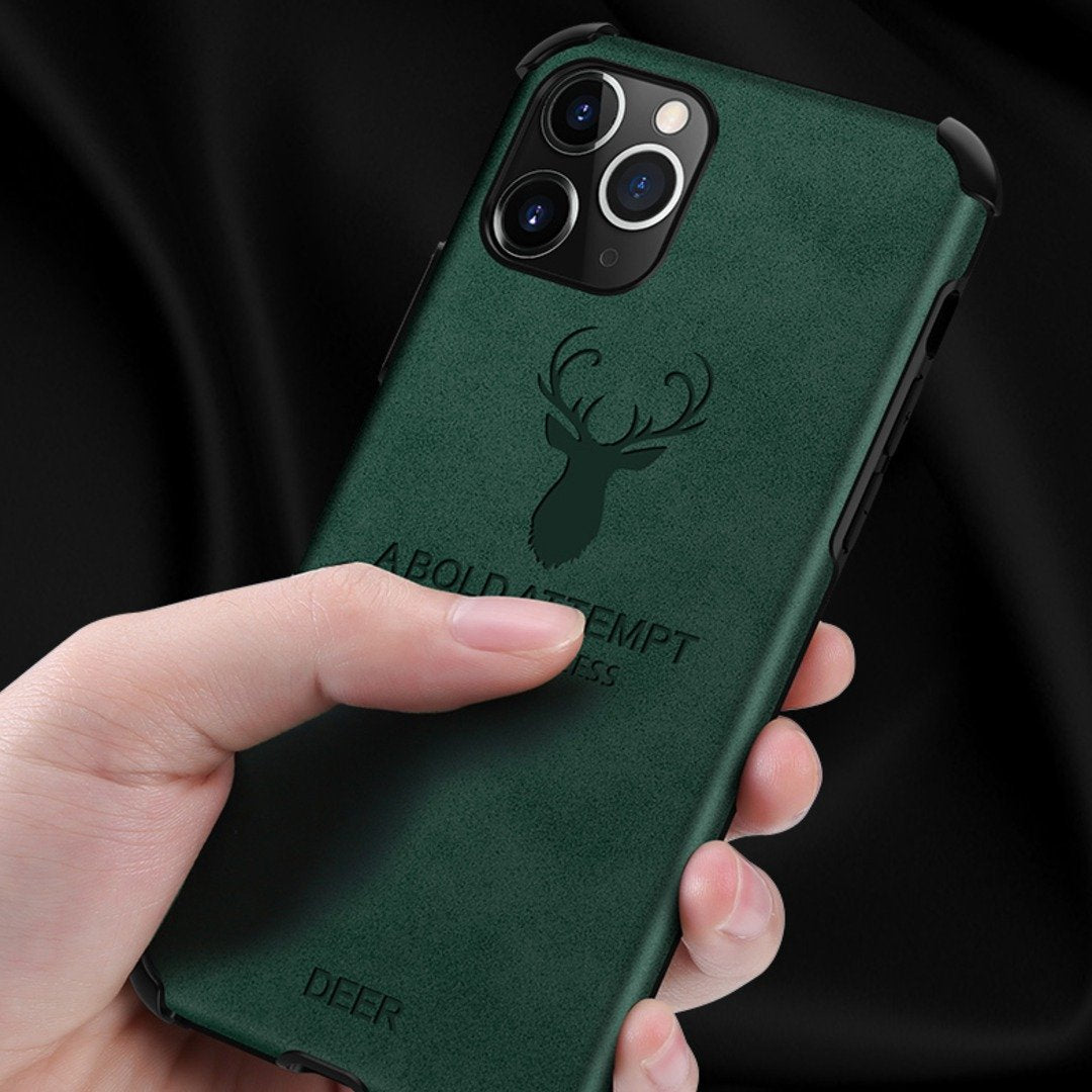 iPhone 11 Series Shockproof Deer Leather Texture Cover