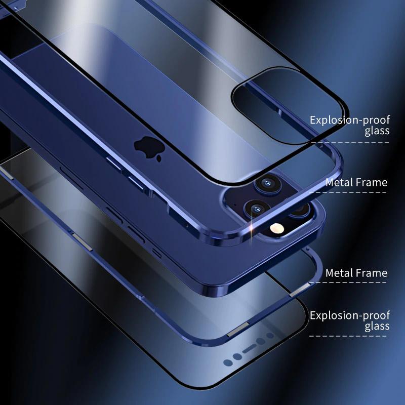 iPhone 12 Pro Max Electronic Auto-Fit (Front+ Back) Glass Magnetic Case