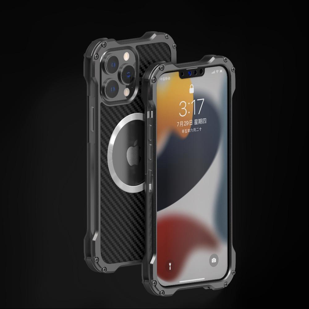 iPhone 13 Pro Max R-Just Aluminium Carbon Fiber Case