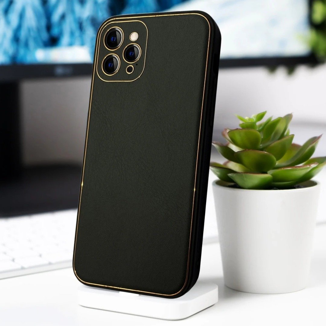 iPhone 11 Series Leather Textured Gold Plated Case