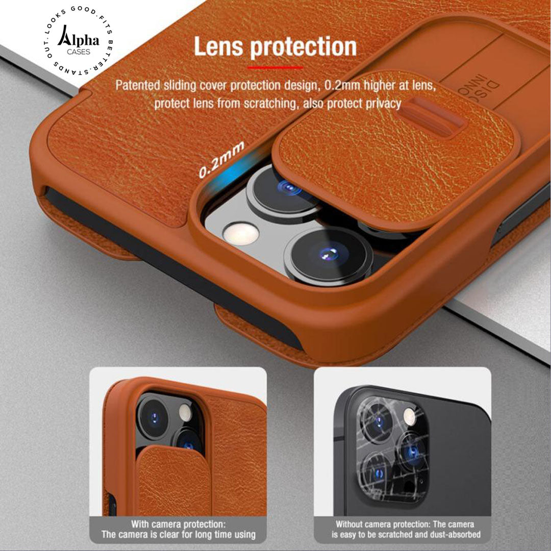 iPhone 13 Camera Protection Leather Flip Case