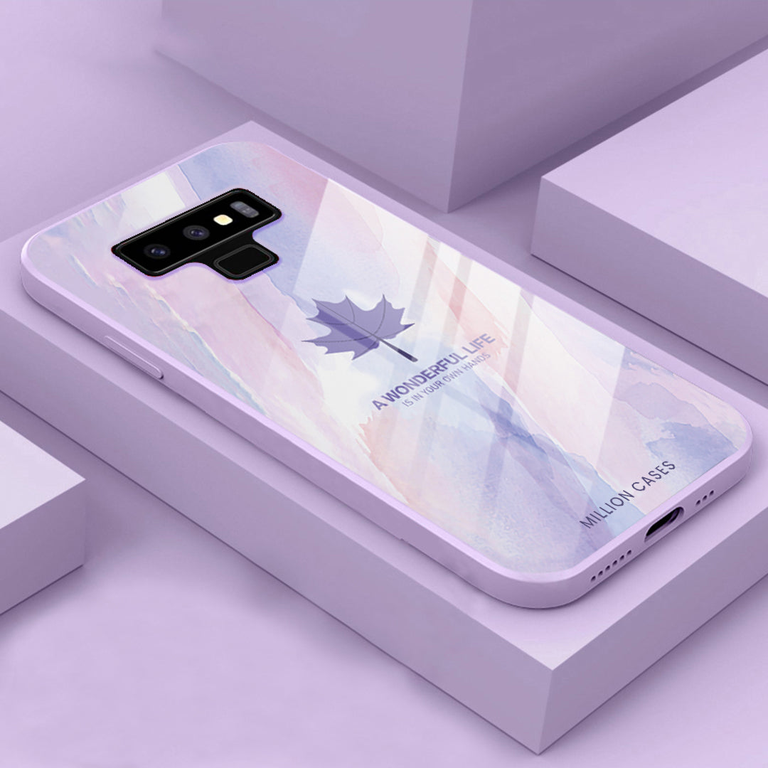 Galaxy Note 9 Watercolor Mapple Leaf Glass Case