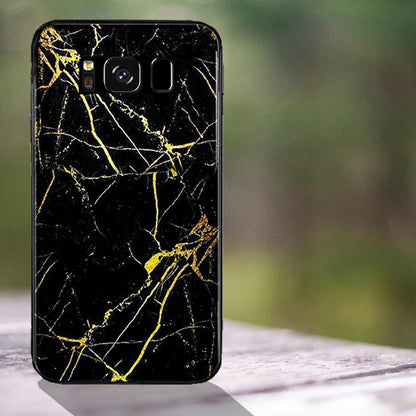 Galaxy S8 Gold Dust Texture Marble Glass Case