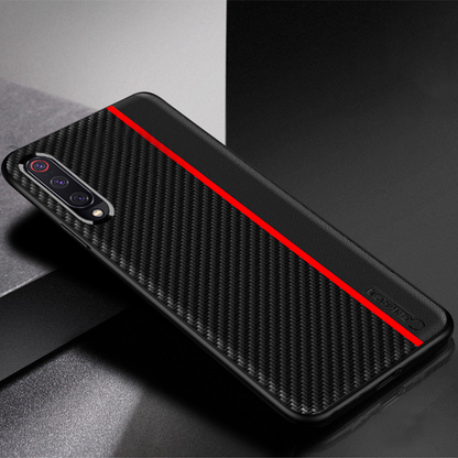 Galaxy A50 Frosted Carbon Fiber PU Leather Protective Case